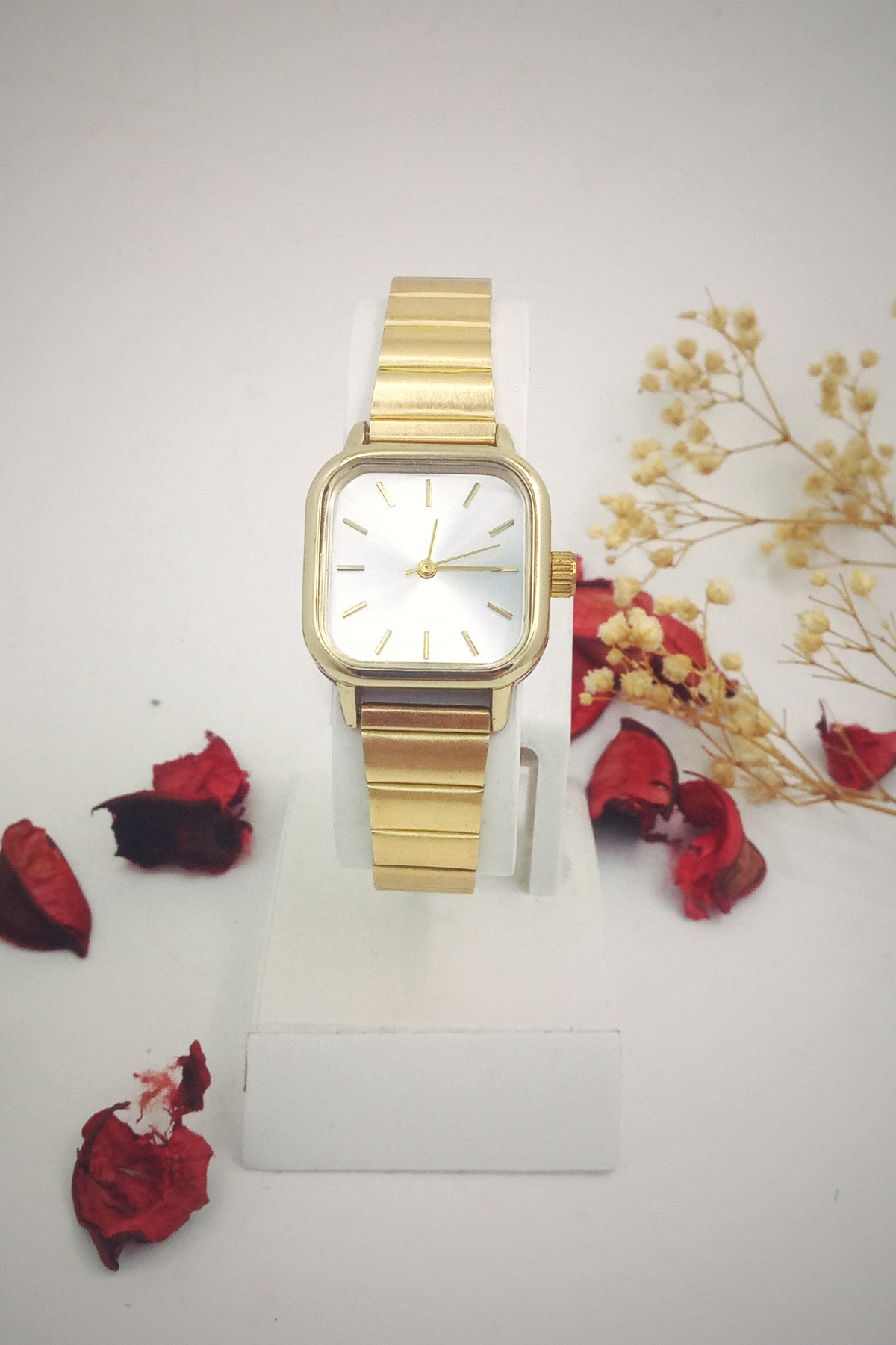 Re-Nox Kare Vintage Minimal Kadın Kol Saati Gold görsel 5