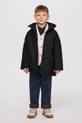 Panço Erkek Çocuk Kapüşonlu Siyah Mont