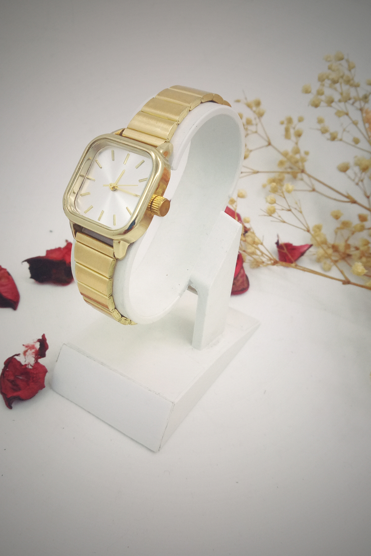 Re-Nox Kare Vintage Minimal Kadın Kol Saati Gold görsel 6