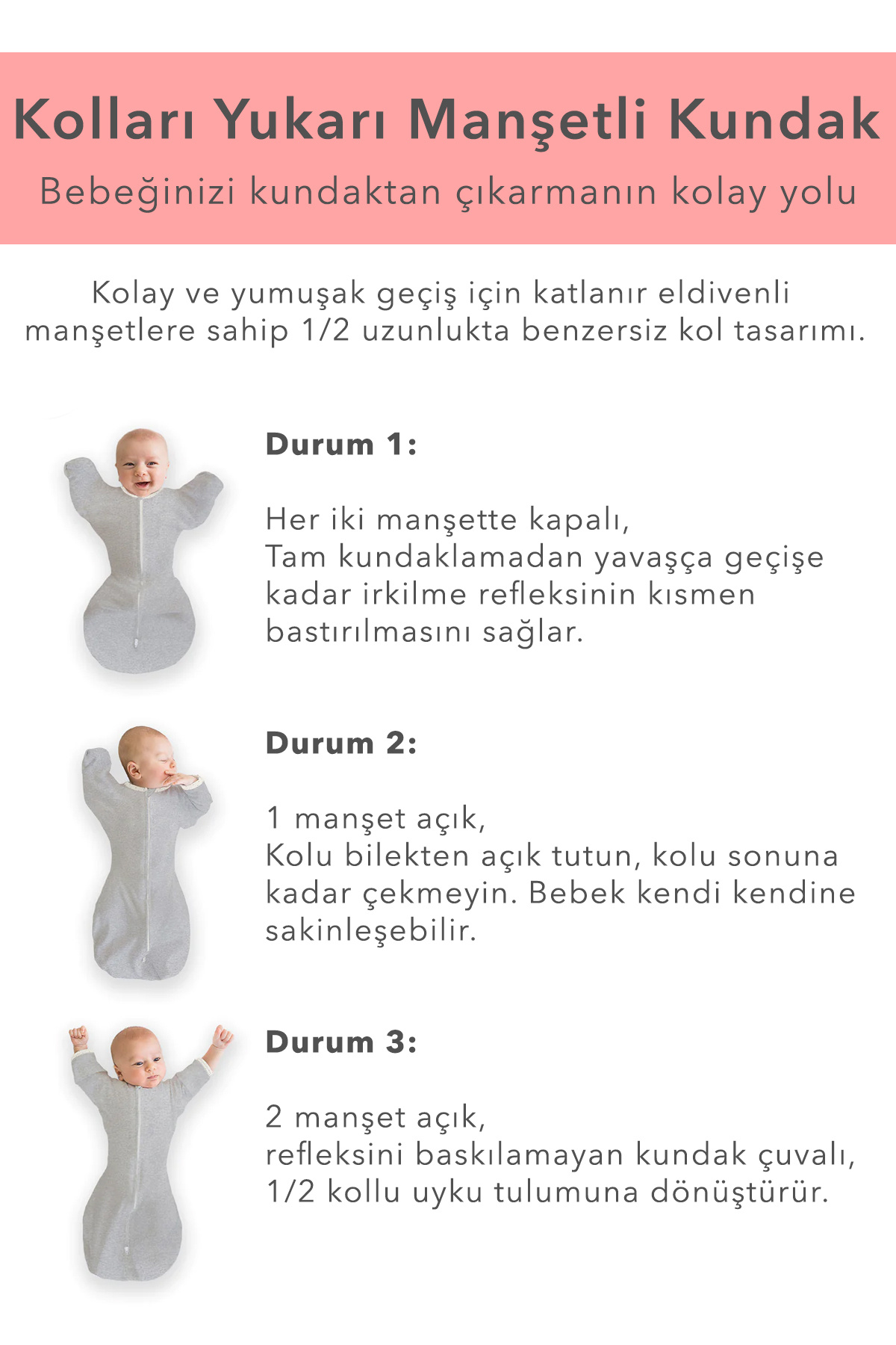 Le Touche Mavi Bebek Kundak Eldiven Manşetli Uyku Tulumu & Kolları Yukarı Kundak (0-3 AY, 3-6 AY, 6-9 AY) fotoğrafı 6 (önizleme)