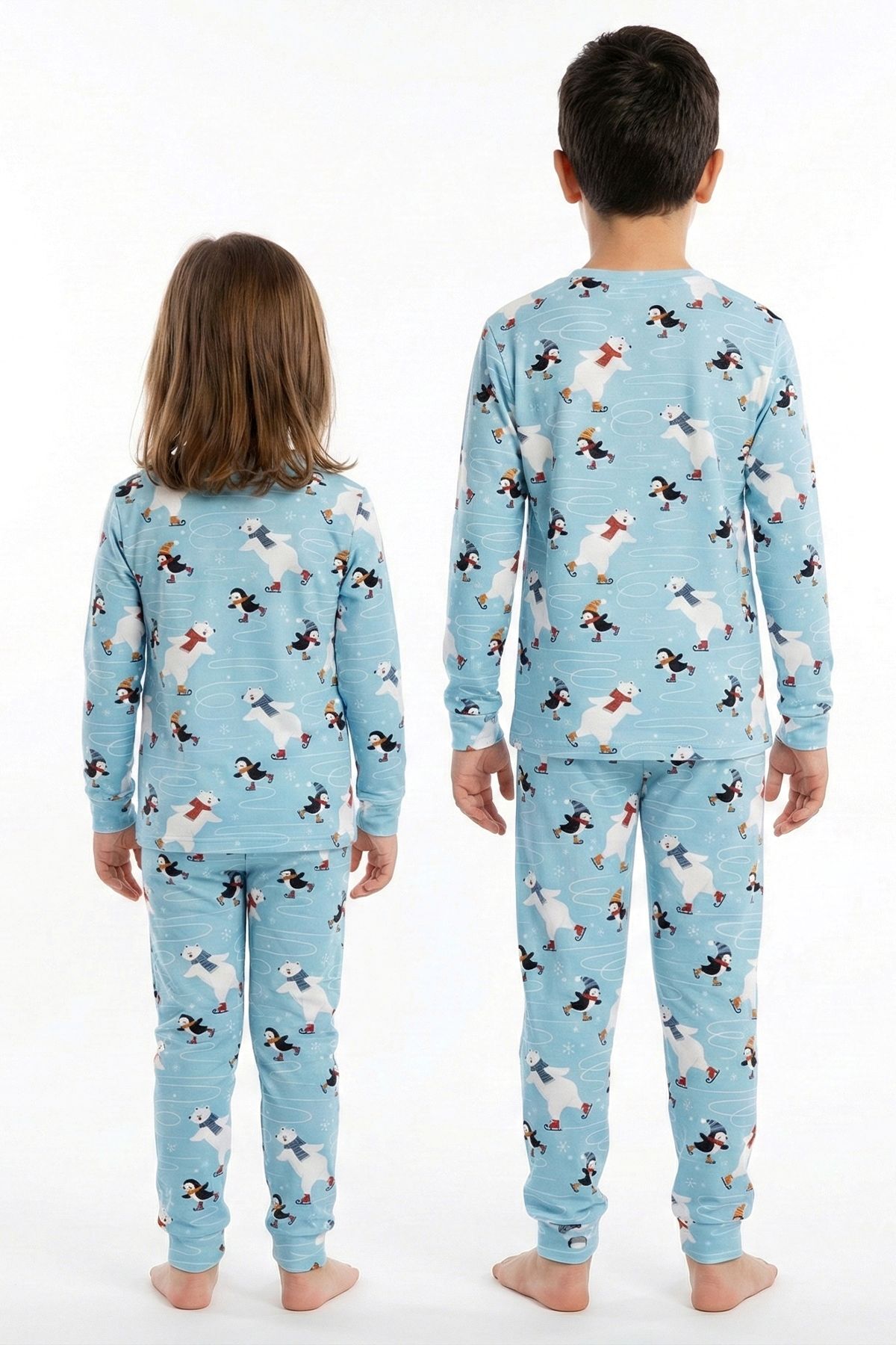 zuzunga Unisex İnterlok Bebe Mavisi Yılbaşı Temalı Pijama Takımı fotoğrafı 7 (önizleme)