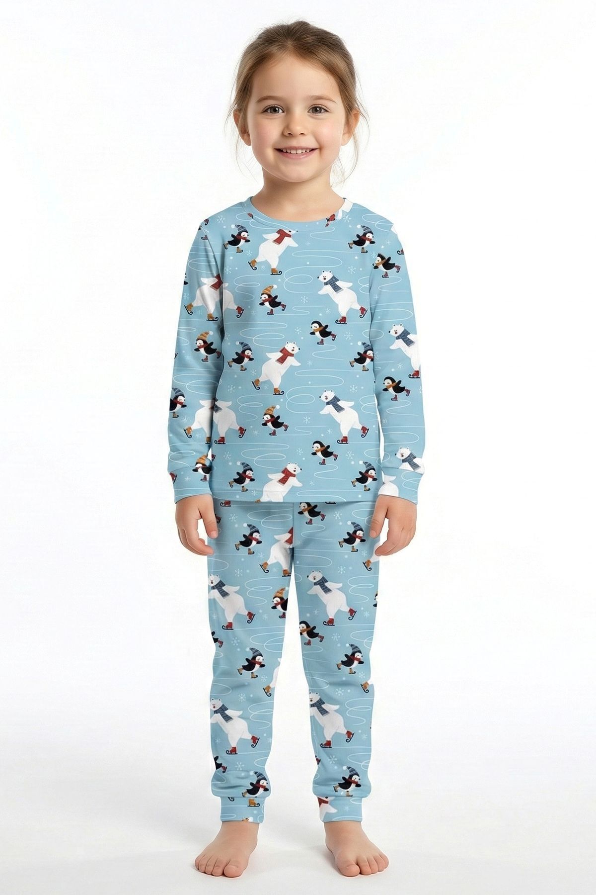 zuzunga Unisex İnterlok Bebe Mavisi Yılbaşı Temalı Pijama Takımı fotoğrafı 3 (önizleme)