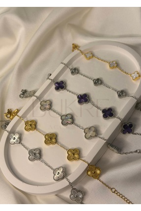 stainles steel Paslanmaz Çelik Gold ve Silver 6'lı Yonca Bileklik Seti