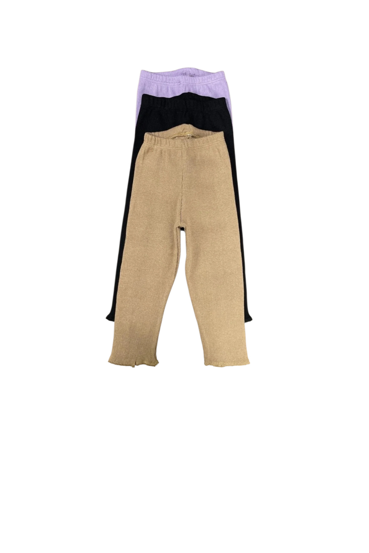 Berat moda Fun Kids Esnek Fitilli Siyah - Lila - Kahve 3lü Kız Kışlık Çocuk Tayt fotoğrafı 2 (önizleme)