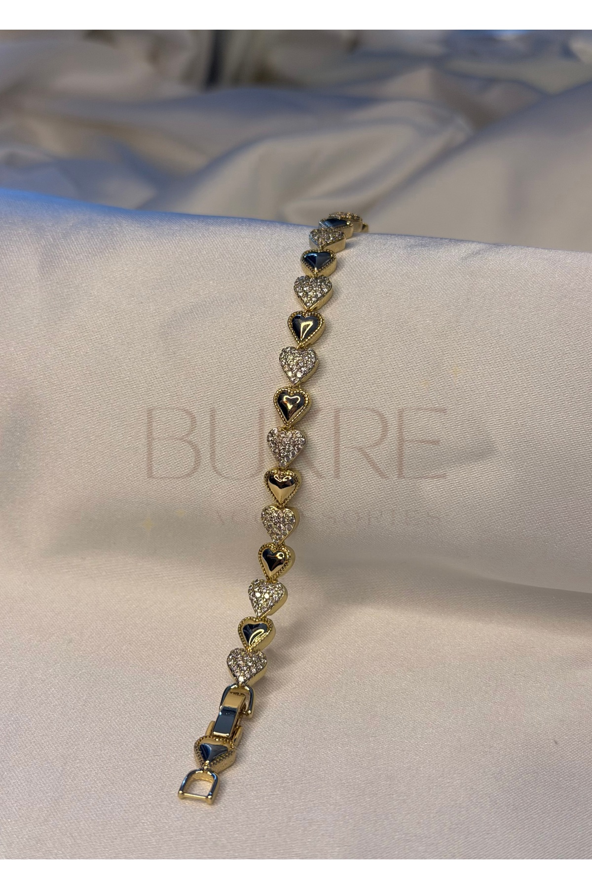 XUPING JEWELRY Xuping 14K VİP Gold Zirkon Taşlı Kalp Bileklik 17+2cm görsel 2