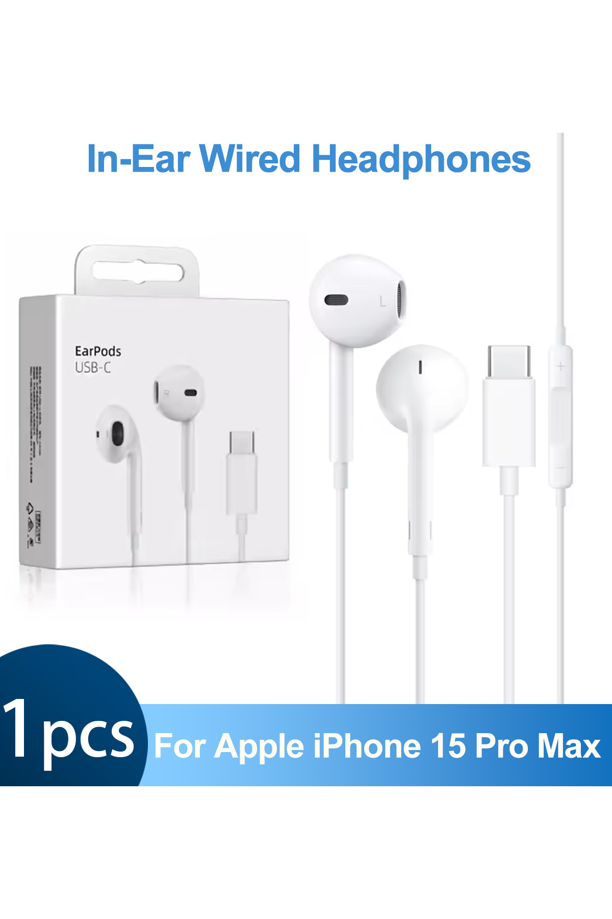 Choice سماعات أذن سلكية من النوع C لهاتف Apple iPhone 15 Pro Max، داخل الأذن ...