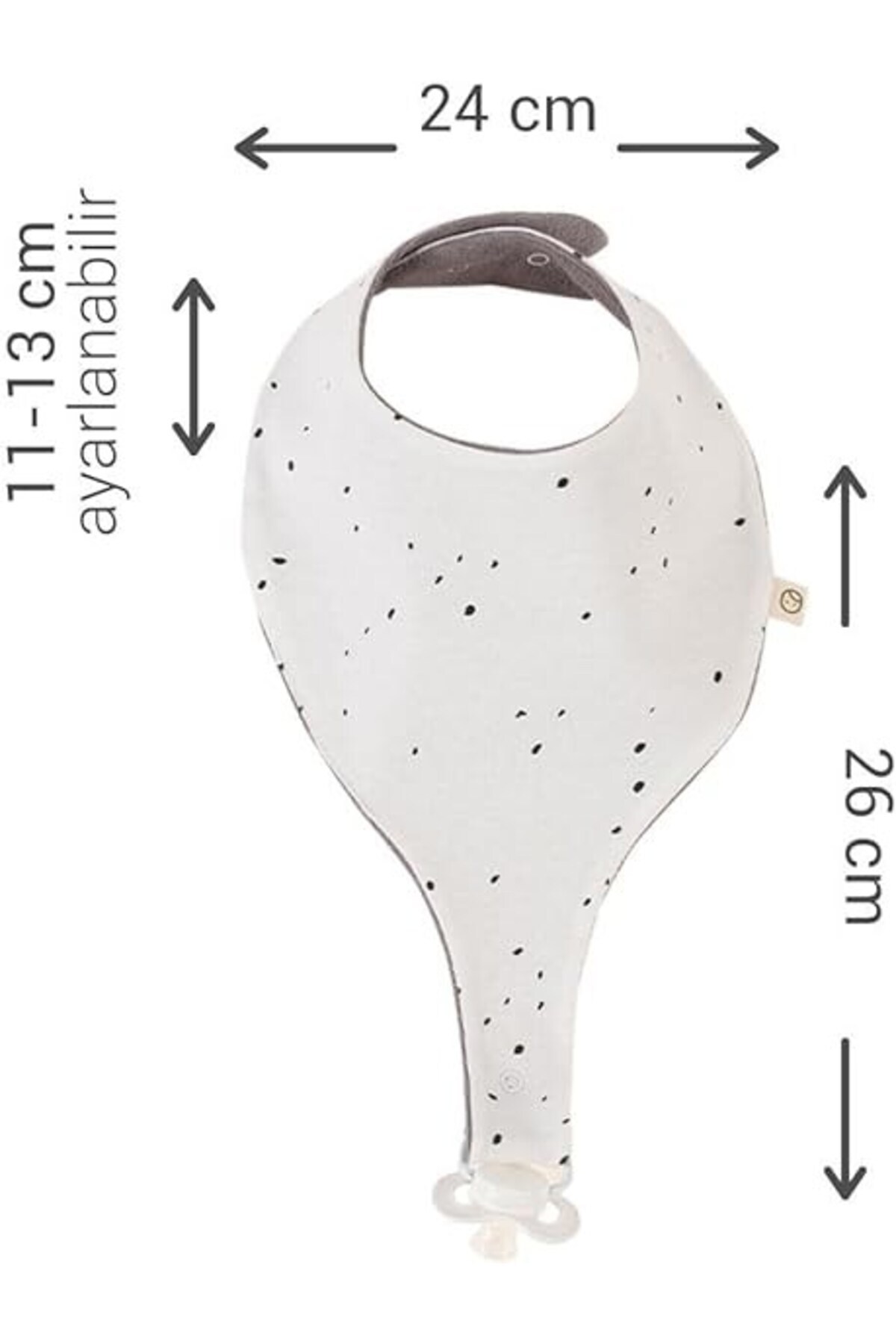 Little Gusto Sıvı Geçirmez Emzik Tutuculu Önlük Beyaz Cosmos Desen Organik Pamuk fotoğrafı 3 (önizleme)