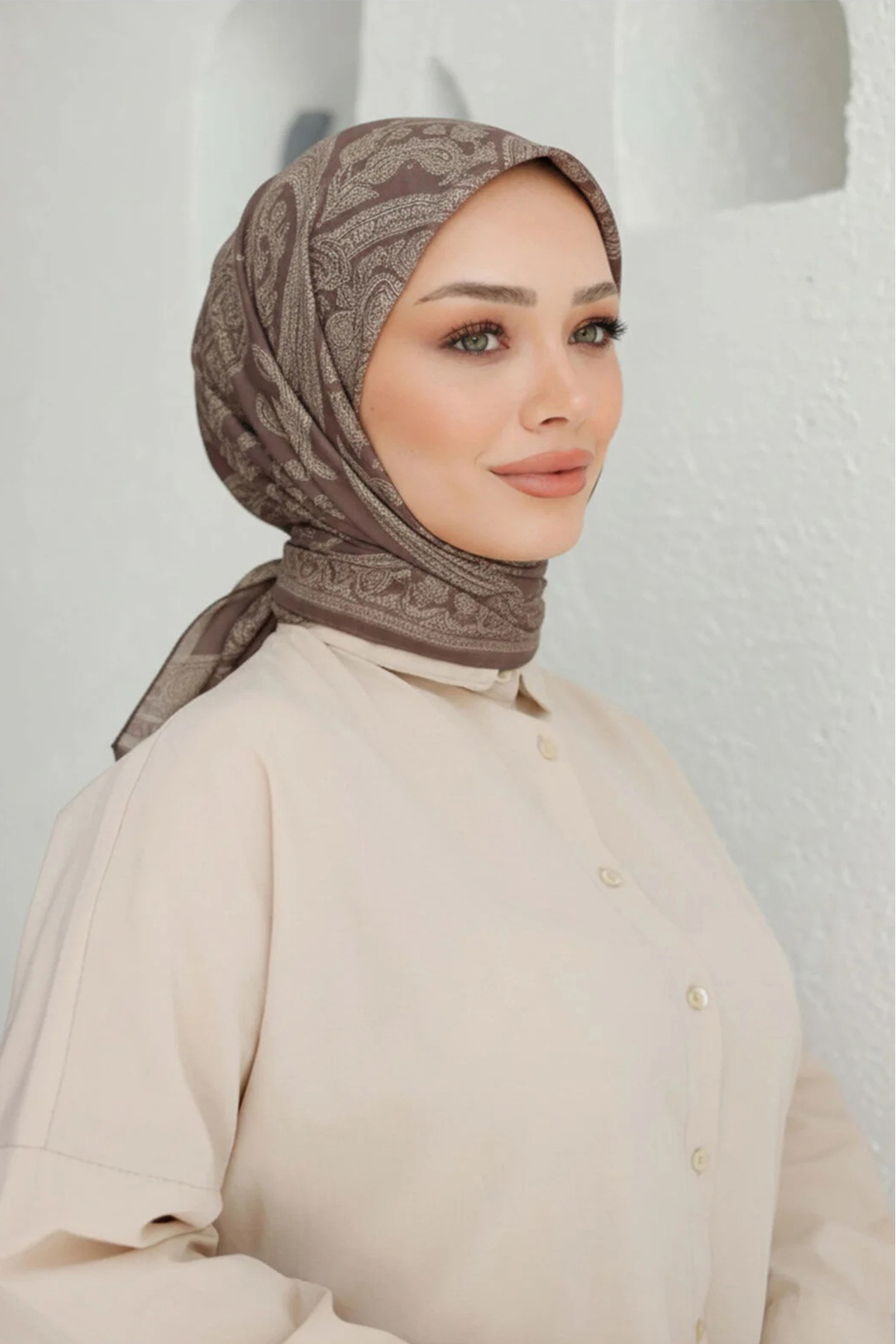 Siyah Etnik Desenli Pamuk Soft Eşarp