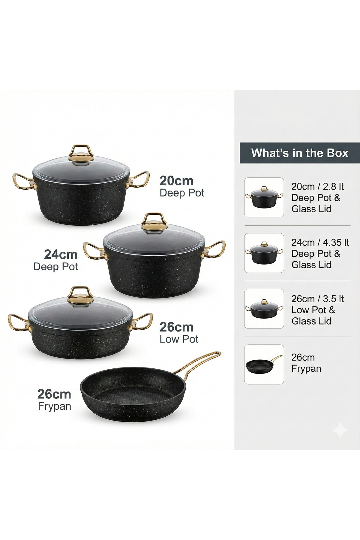 AVCI HOME MAKER Homemaker 7-Piece Granitec Cookware Set - Tempered Glass Lids...