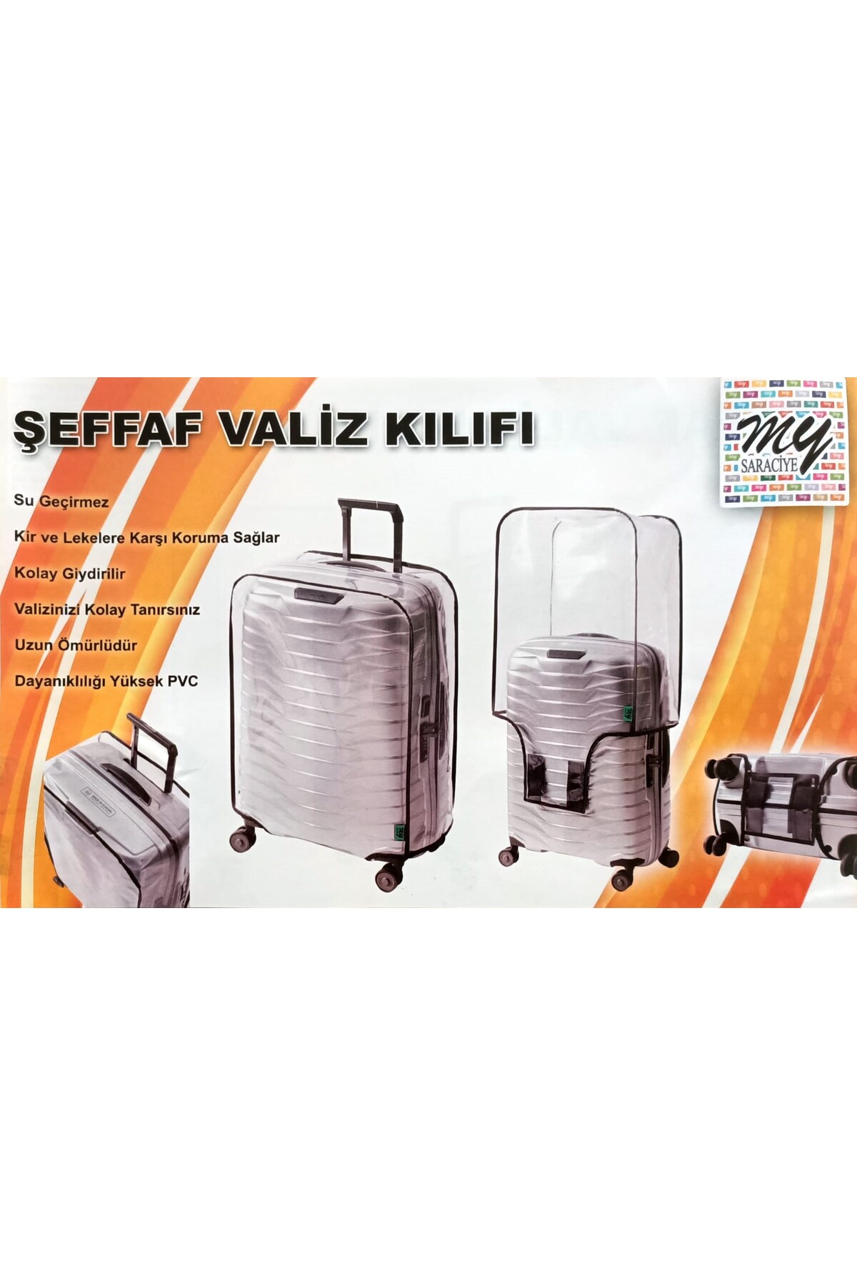 (My Şeffaf) VALİZ İÇİN KILIF Seti - Kabin+ Orta + Büyük