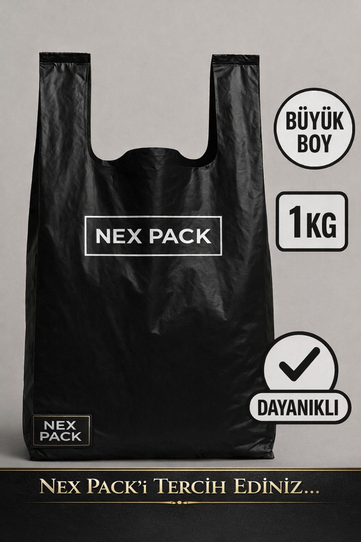 Siyah Atlet Poşet – Büyük Boy | 1 KG Ekstra Dayanıklı — Koksal Pack — Poşet