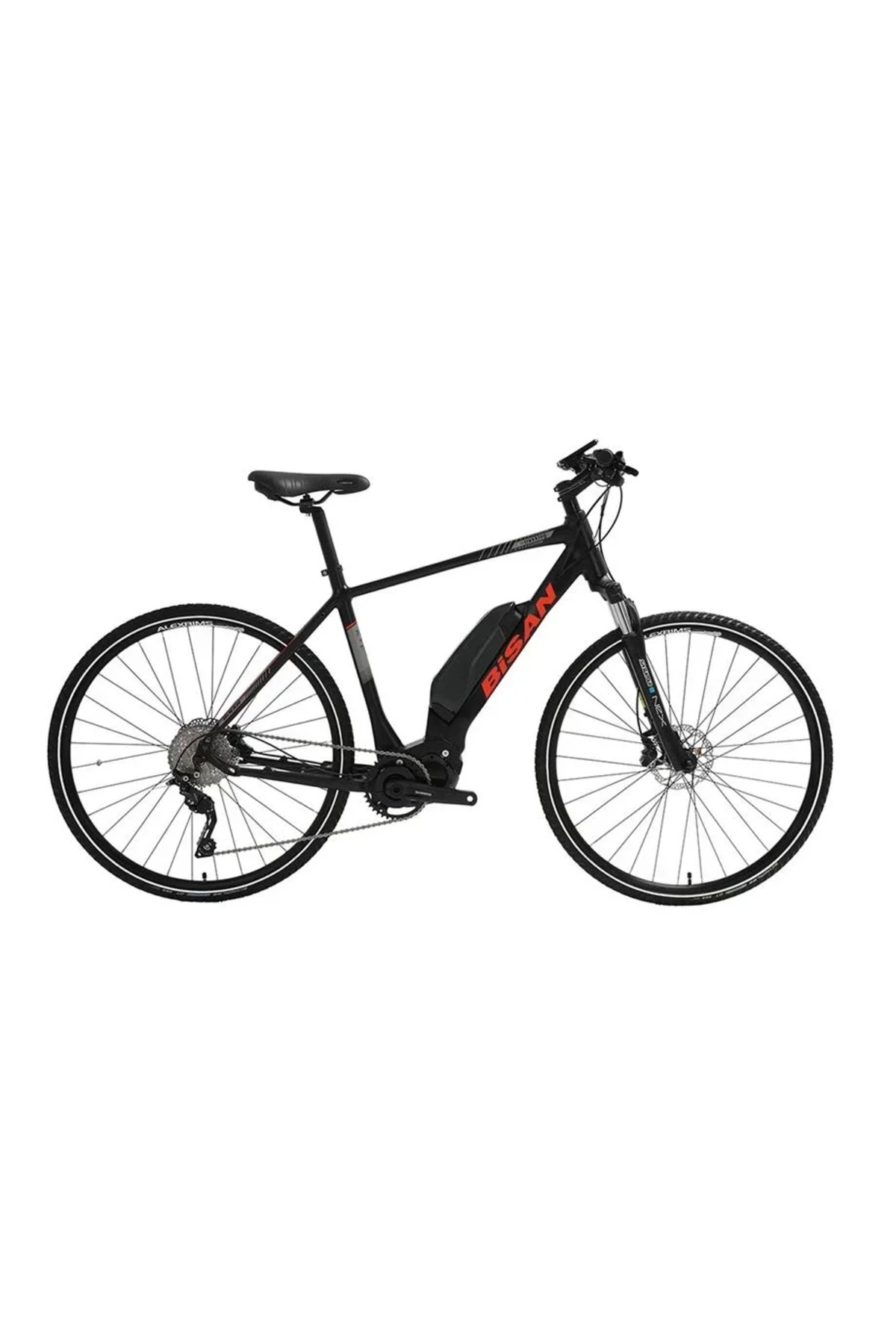Bisan Bi̇san E-trekking Elektri̇kli̇ Erkek Şehi̇r Bi̇si̇kleti̇ 53cm Hd 28 Jant 10 Vi̇tes Mat Si̇yah Kirmizi