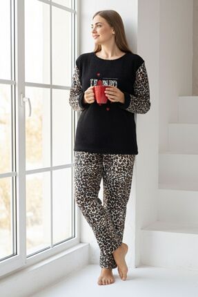 ROMEO LİFE Kadın Kışlık Büyük Beden Peluş Polar Pijama Takım 8008