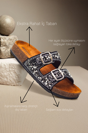 ShoesBag Çift Bantlı Ekstra Rahat Kaymaz Taban Comfort Kadın Günlük Terlik