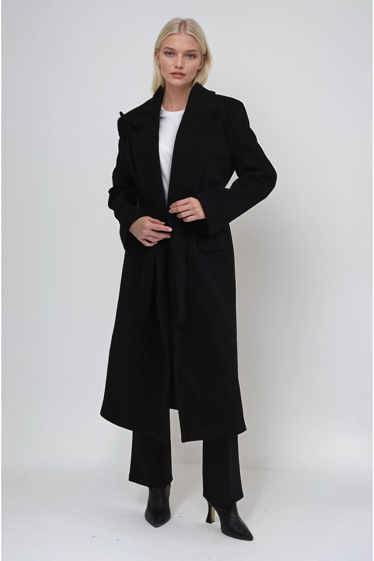 Lijuri  Siyah Dokulu Basic Kuşaklı Kaban 7098 R9-J-K4 - Görsel 4