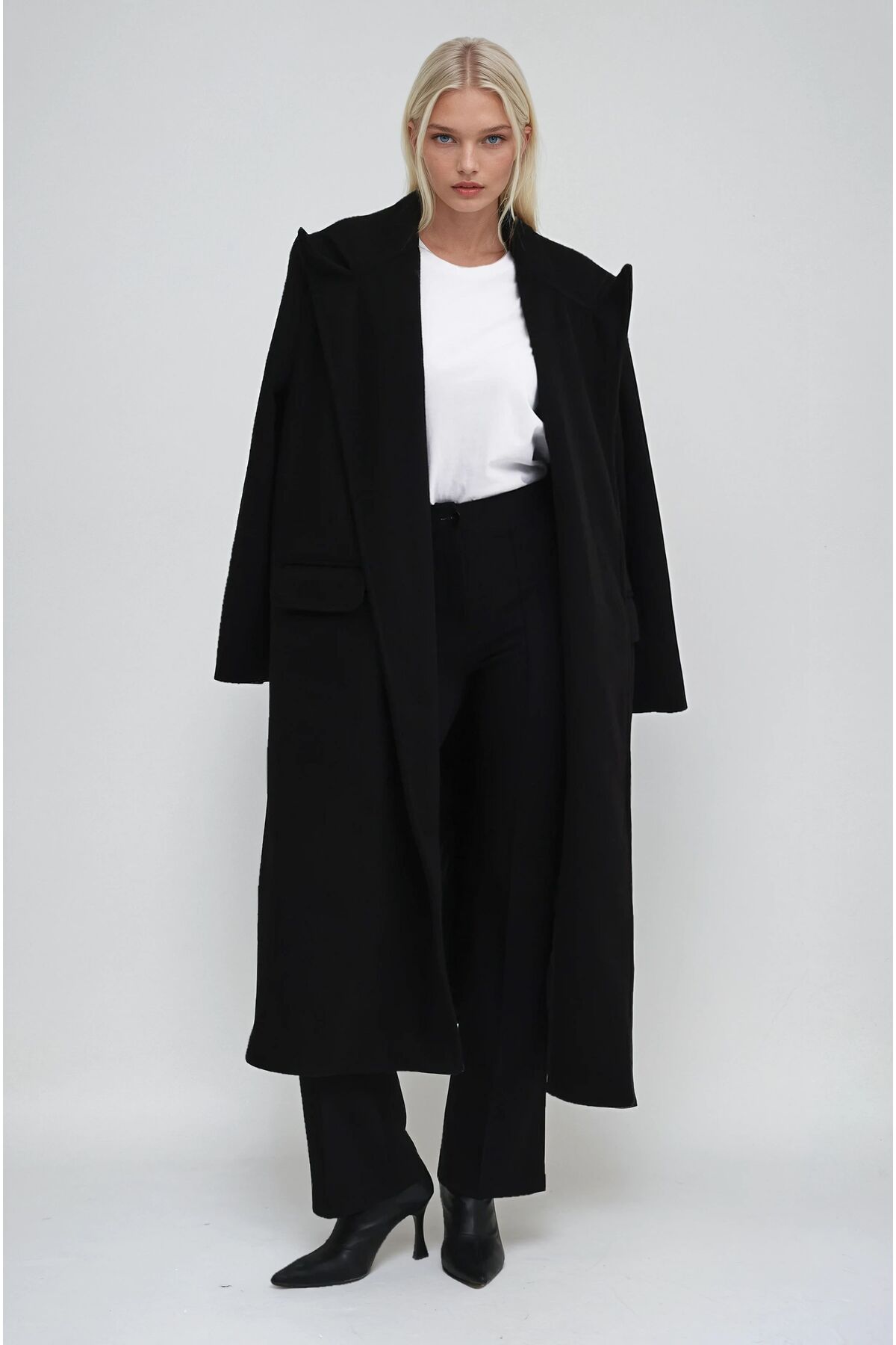 Lijuri  Siyah Dokulu Basic Kuşaklı Kaban 7098 R9-J-K4 - Görsel 2