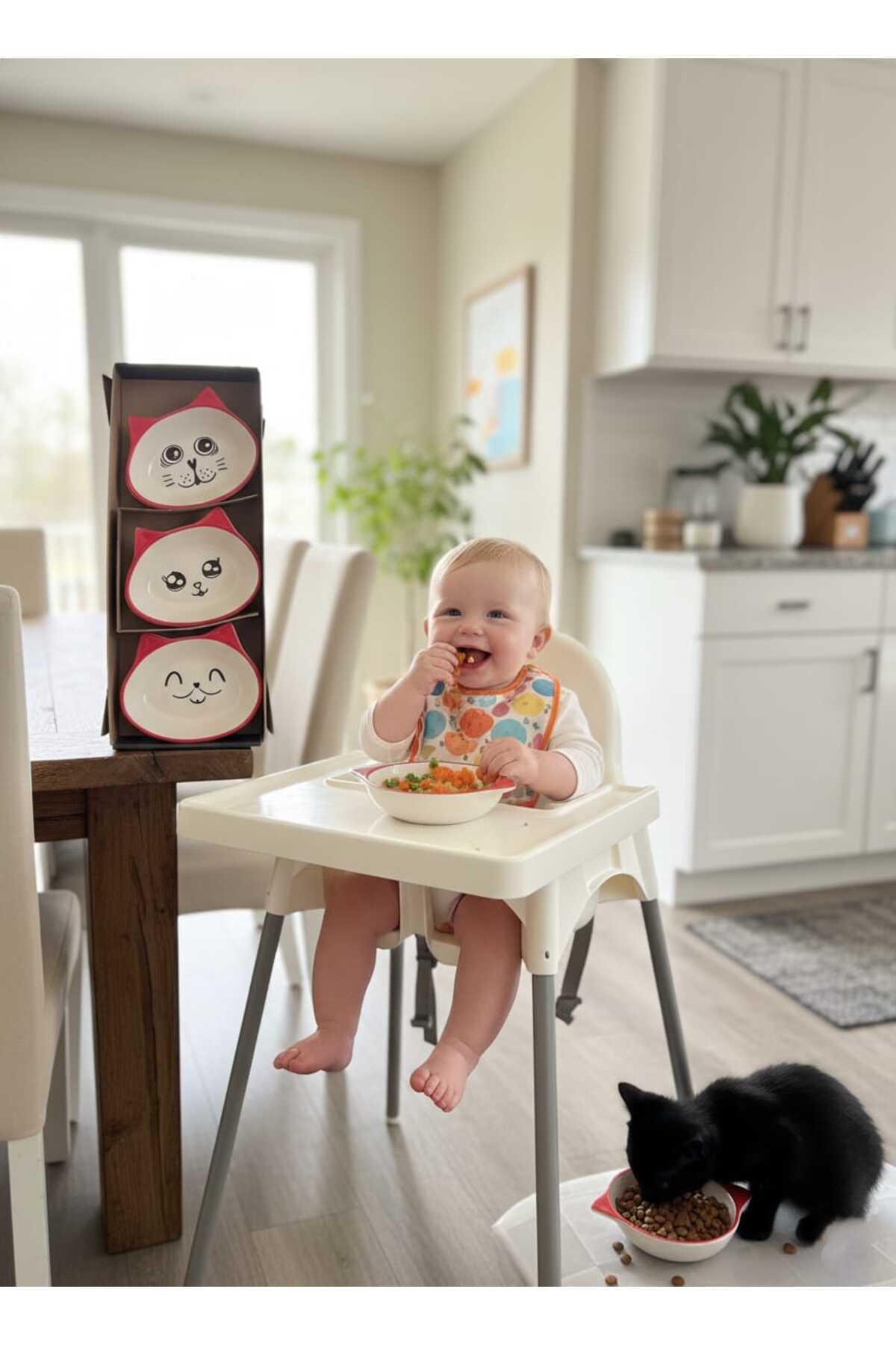 KACHKIRHOME Seramik Mama Kasesi Kediler ve Bebeklere Özel 3 adet Hediyelik Kedi Mama Tabakları fotoğrafı 2 (önizleme)