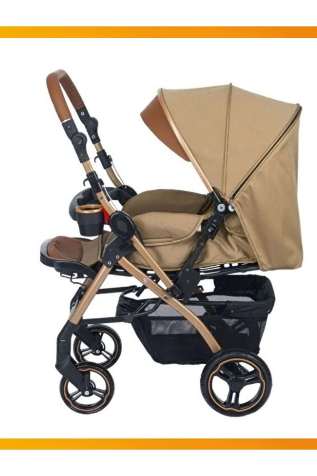 modabebekler Çift Yönlü Bebek Arabası, Tam Yatarlı, Geniş Sepetli Konforlu yağmurluk hediyeli fotoğrafı 2 (önizleme)