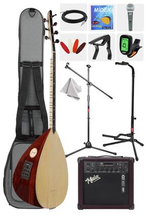 Yonka B-341K-AMP Amfili Kısa Sap Ardıç Ağacı Profesyonel Saz Bağlama Seti