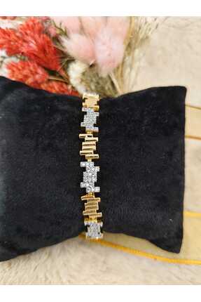 Tuel Gold Detaylı Modern Tasarımlı Çelik Bileklik