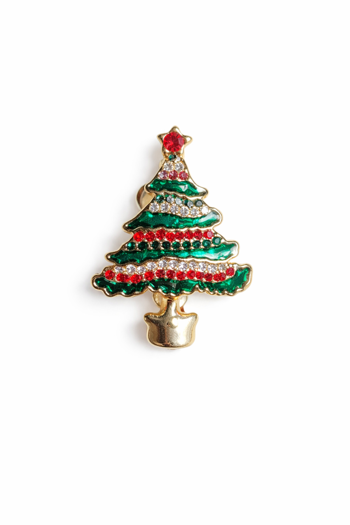 Festive Tree Taşlı Yılbaşı Çam Ağacı Broş