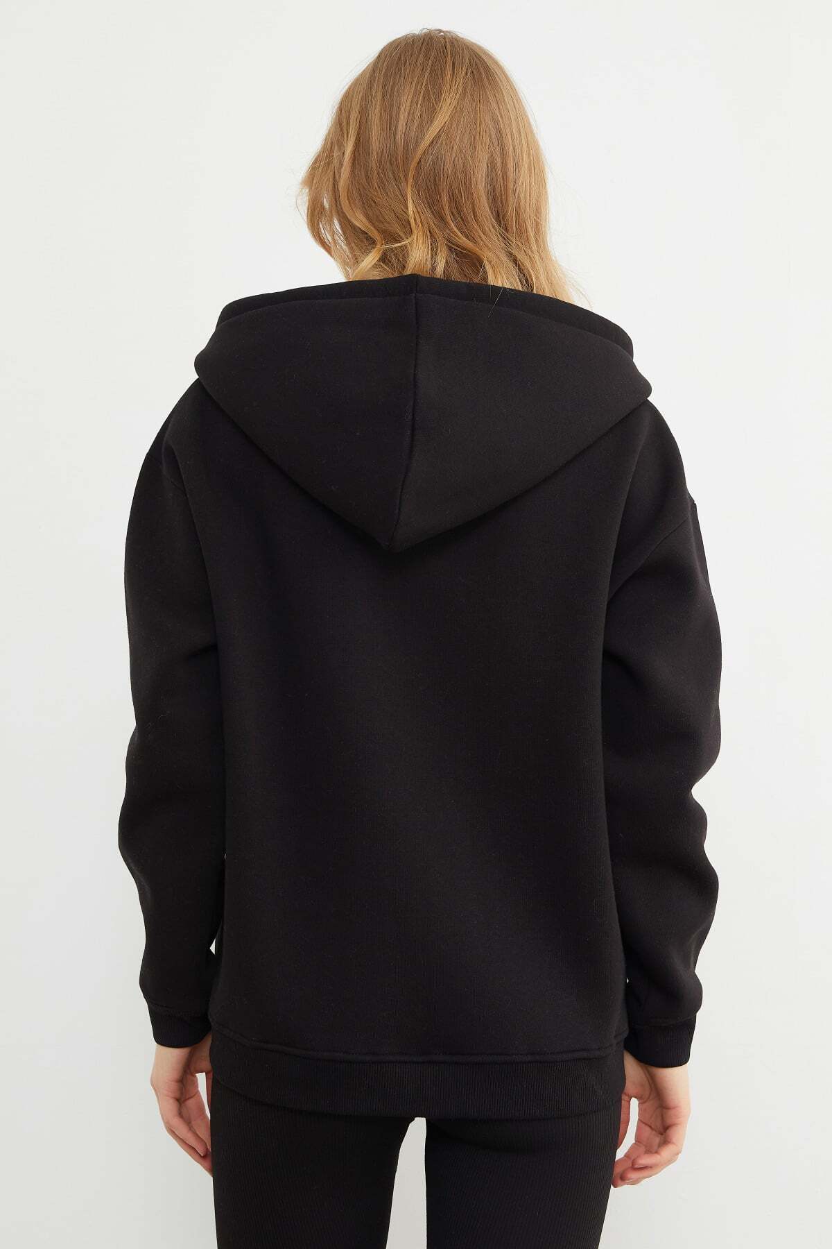 Fullamoda  Basic Fermuarlı Kapüşonlu Oversize Sweatshirt - Görsel 8