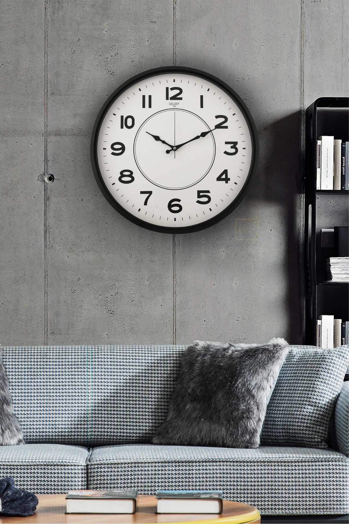 50 Cm Real Glass Silent Movement Luxury Wall Clock Black