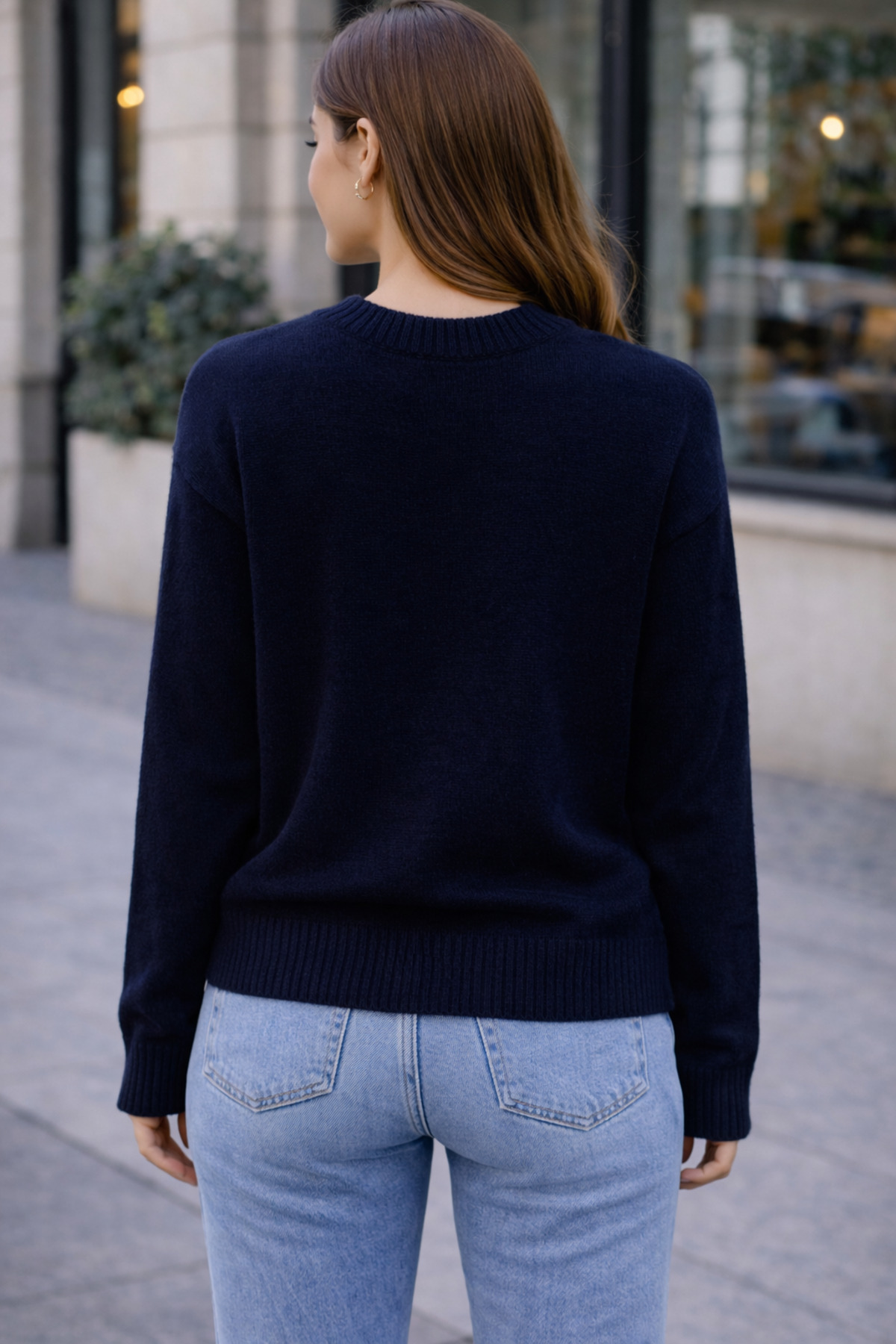 Kadın Vita-260 Maviş Bisiklet Yaka Basic Triko Kazak Lacivert