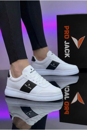 Projack Beyaz Siyah Günlük Ortepedik Erkek Spor Ayakkabı Sneaker