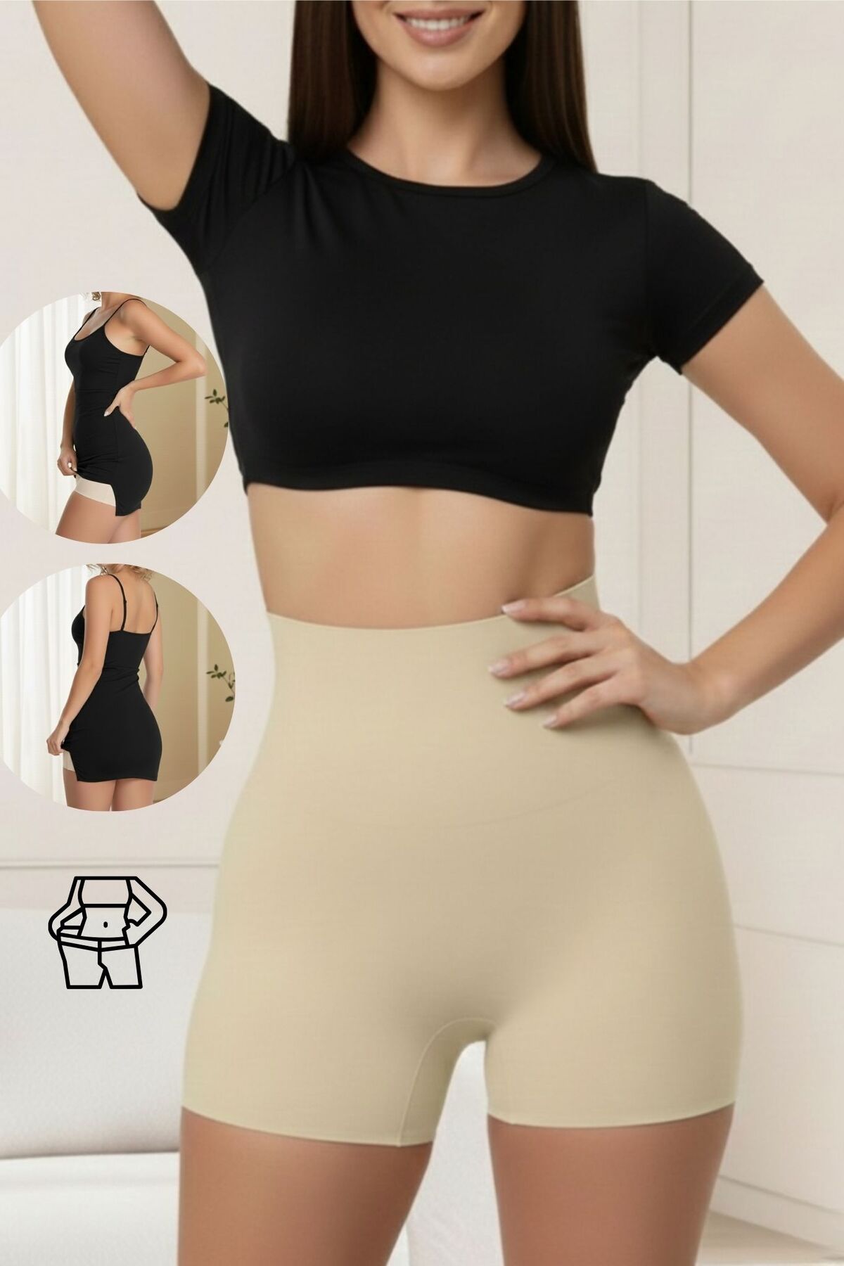 MİSTİRİK Gretola Model Toparlayıcı Sıkılaştırıcı Yüksek Bel Lazer Boxer Korse Ten Renk