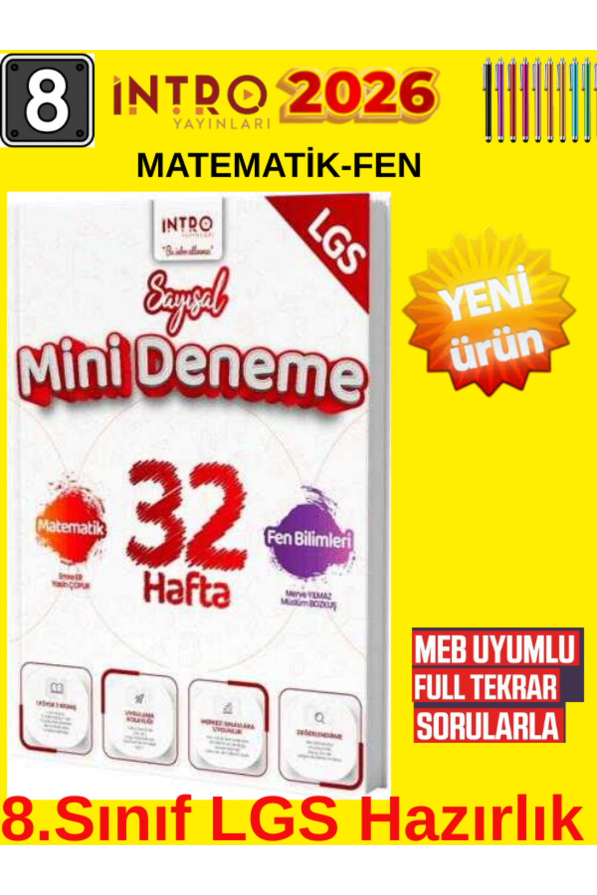 Mozaik Yayınları İntro 8.Sınıf Lgs Sayısal 32 Haftalık Mini Deneme