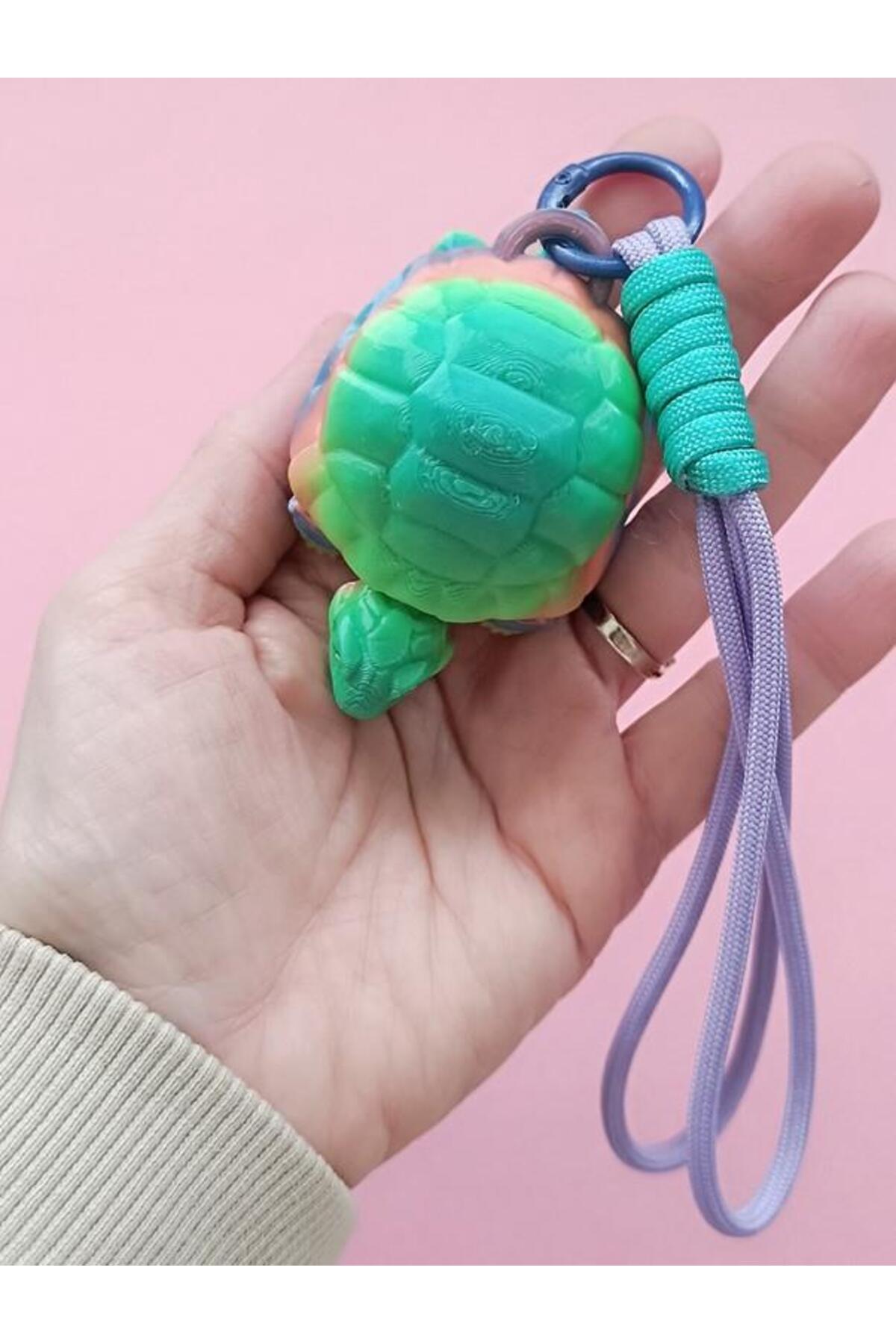 Hd Marketim Anahtarlık Çanta Süsü Kaplumbağa Oynar Eklem Rainbow Multicolor Oyuncak Yılbaşı Doğum Günü Hediye fotoğrafı 2 (önizleme)