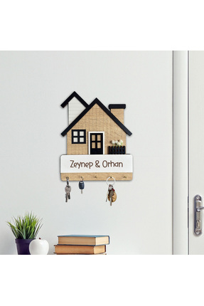HippoDeco Kişiye Özel Ev Şeklinde Duvar Anahtarlığı – İsim ve Tarih Kazımalı ...