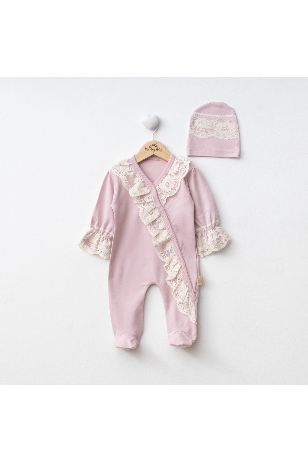 Miniday Baby Kız Bebek Dantelli Mevlütlük Tulum Bandanalı Yeni doğan Hastane çıkışı Abiye Mevlitlik %100 Pamuk 10 fotoğrafı 2 (önizleme)