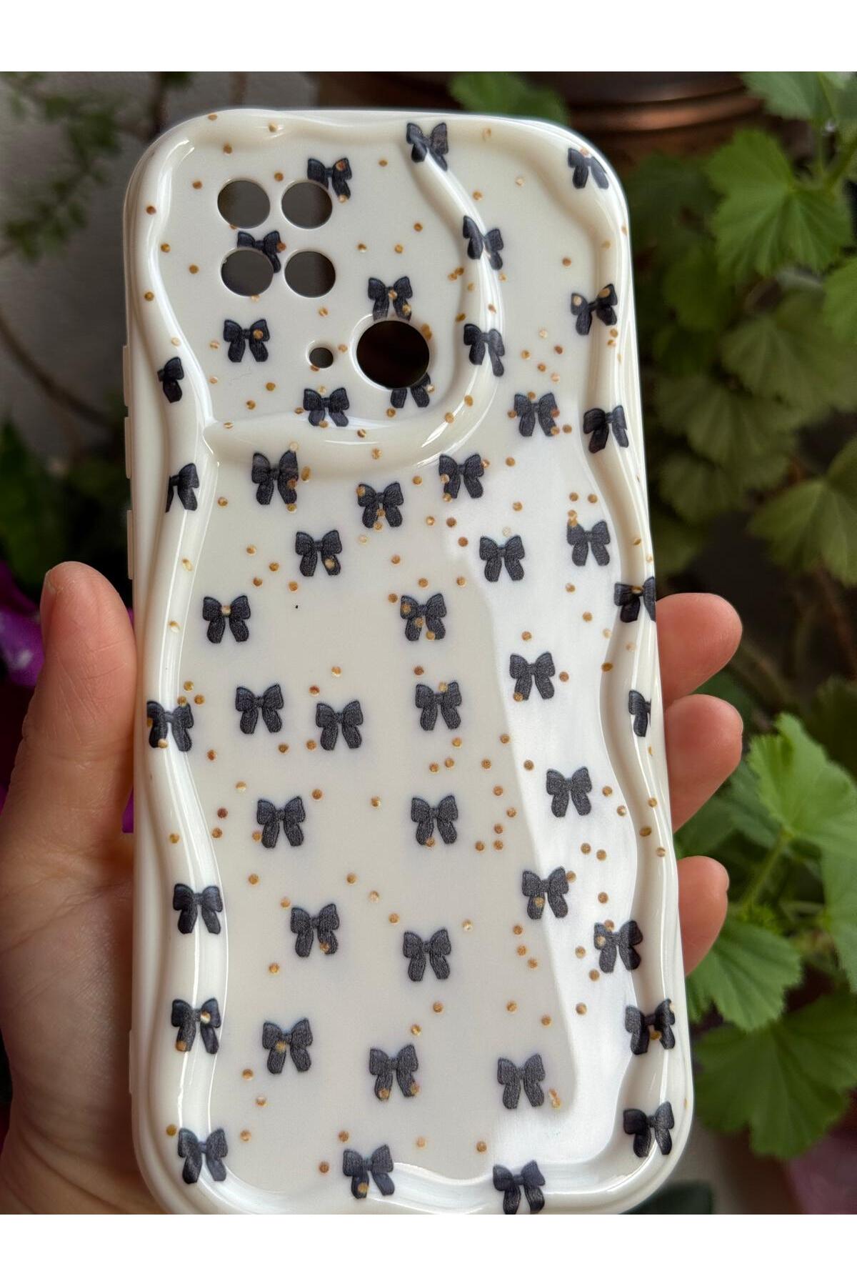 Redmi 10c Compatible Black Bow Pattern Soft Silicone Case