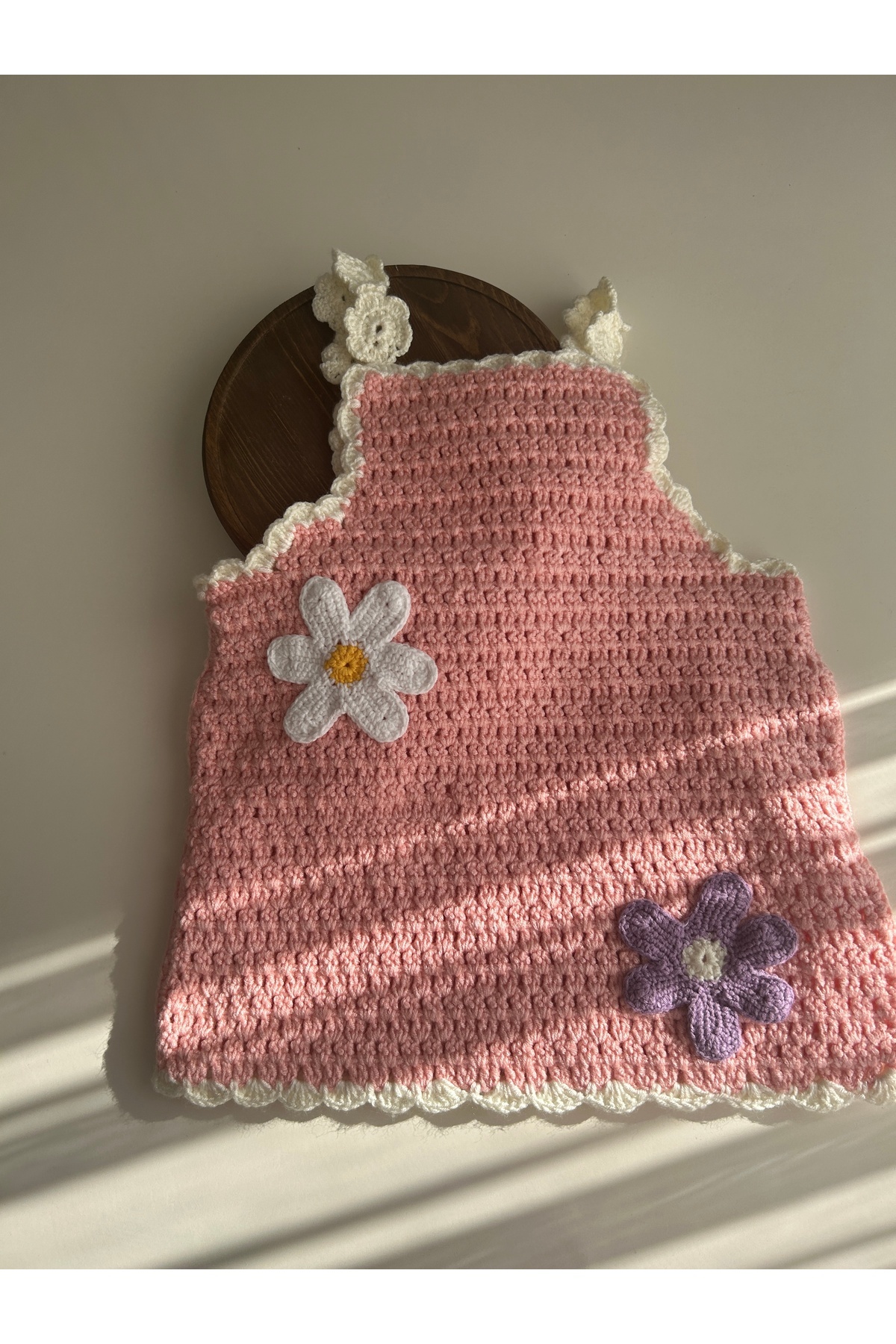 lovecandles Askılı Çocuk Elbisesi Jile El yapımı Nako bebek yünü fotoğrafı 4 (önizleme)