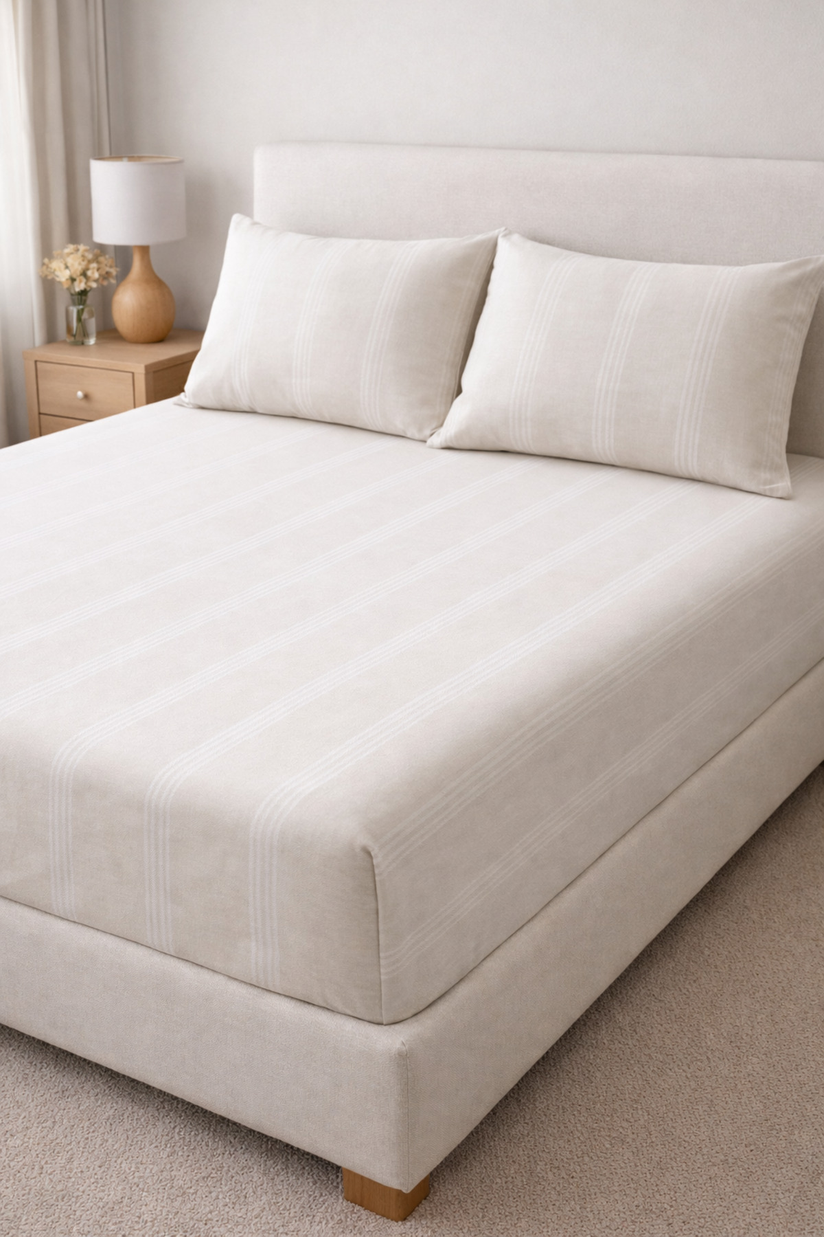 Cotton Buldan Woven Washed Double Fitted Bed Sheet