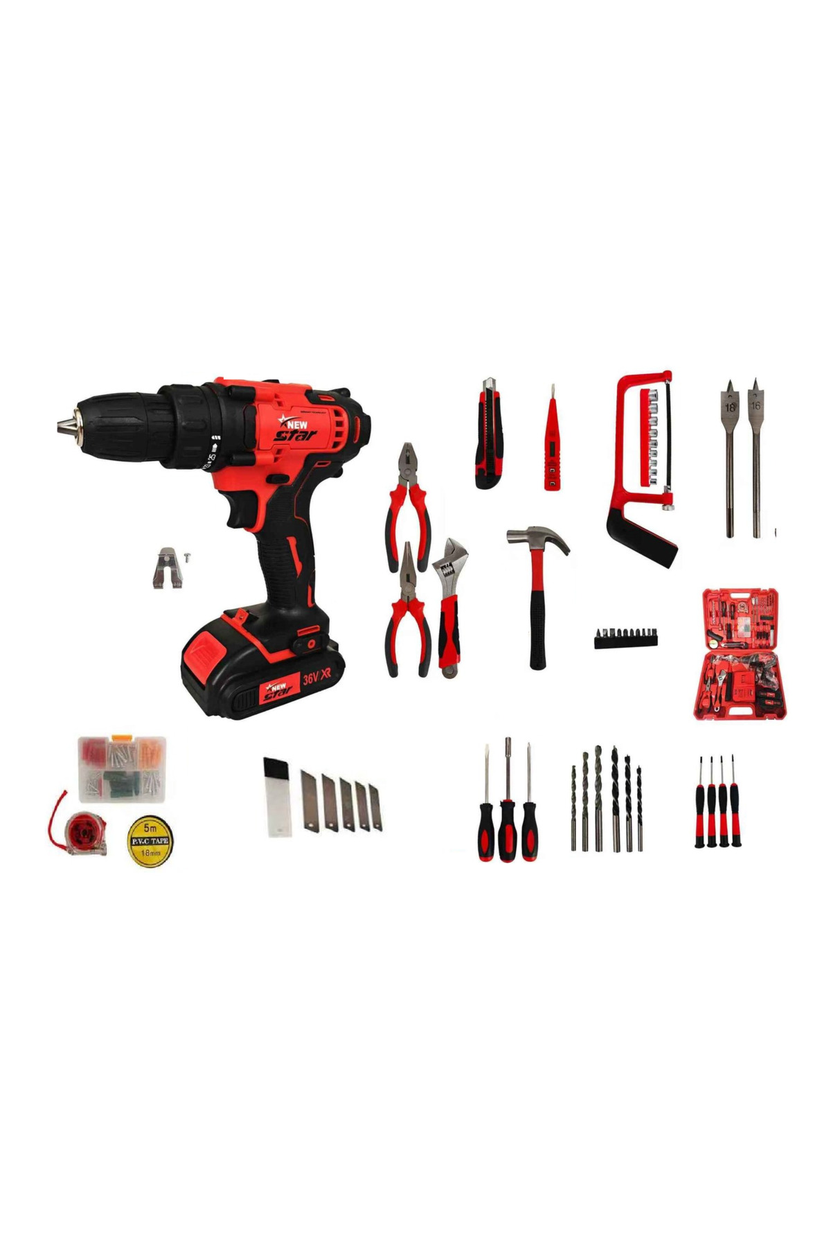 Newstar 36 Vf 5 Ah Metal Sanziman Çift Akülü Sarjli Matkap Akülü