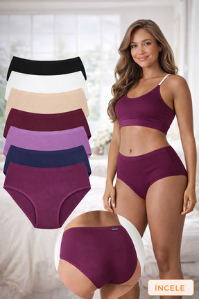 Orbans Kadın Külot , Kadın Yüksek Bel Pamuklu Hipster Külot 7'li