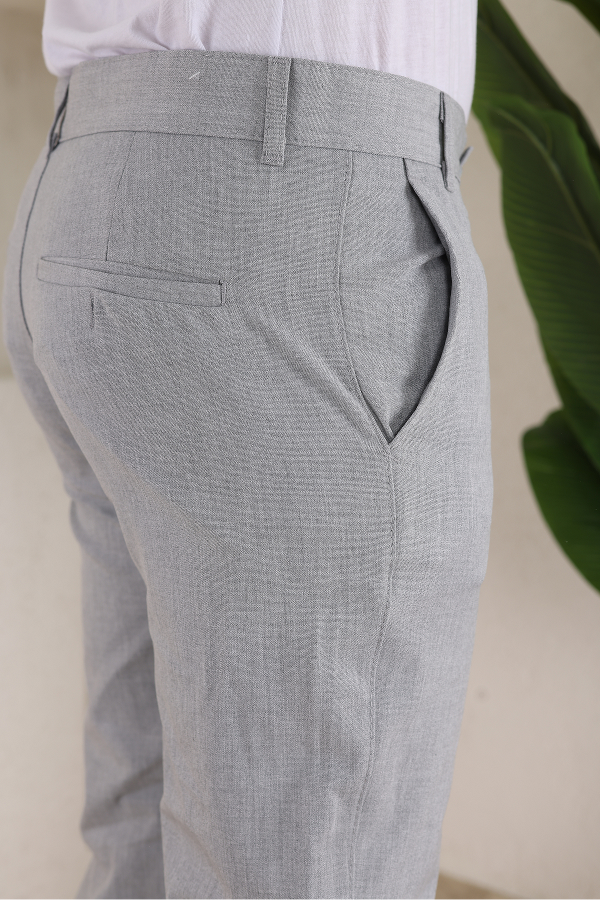 Erkek Hafif ve Terletmez Yazlık Kumaş Pantolon-Gri — خاکستری MK159381 — تصویر 7 از 8