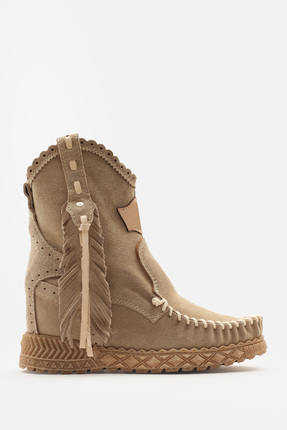 Nobrand Bella %100 Dana Derisi Made in İtaly Bej Gizli Ökçeli Kadın Bot