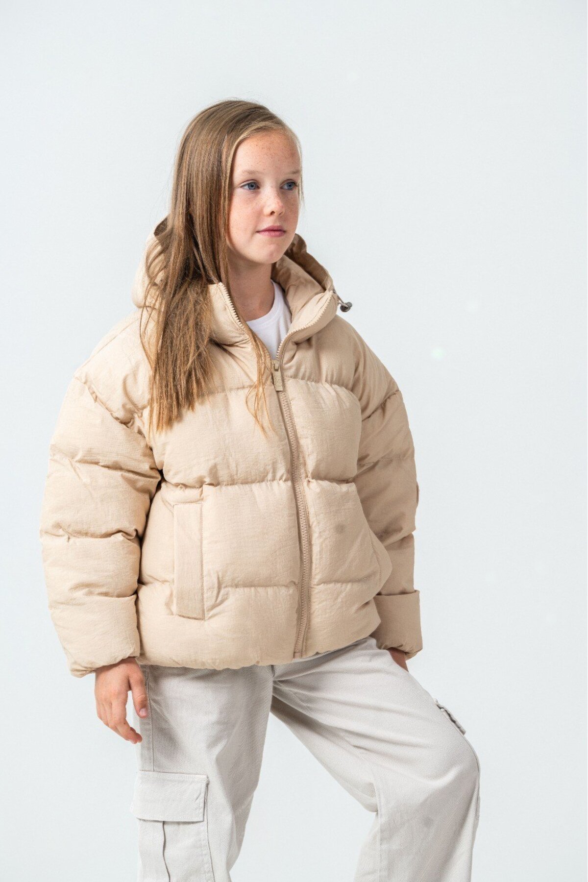 g-serko Kız Kaban Kısa Bej 13-15 Yaş fotoğrafı 2 (önizleme)