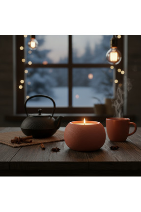 FREE AND ART Yuvarlak Beton Kap El Yapımı Kokusuz Soya Mum Minimal Dekoratif ...