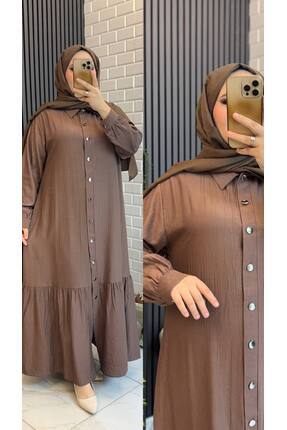 İLGEN TEKSTİL ETEĞİ FIRFIRLI YAZLIK UZUN ELBİSE