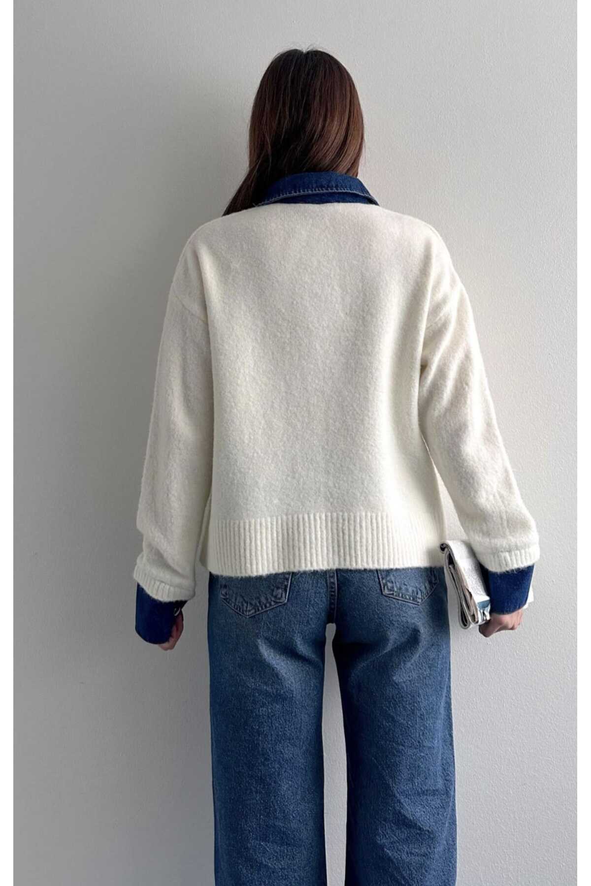 yeditepe fashion Jean Garnili Yumuşak Dokulu Triko görsel 6