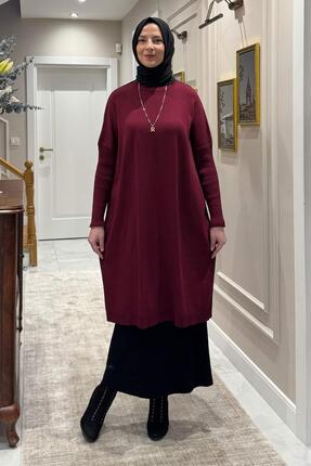Rabia Şamlı Dora Triko Tunik Bordo