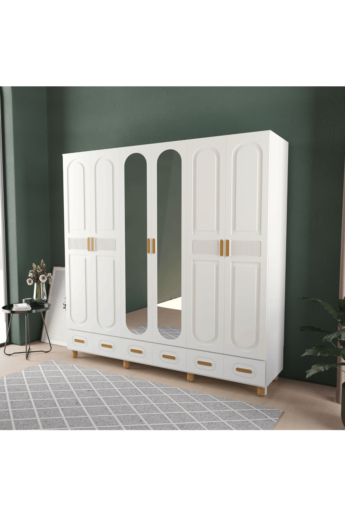 Teen & Bright DOVA 6 KAPAKLI ÇEKMECELİ GARDIROP - MDF KAPAK