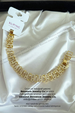 Bessence Jewelry Co Xuping 14K Gold VIP Kapsül Form Zirkon Taşlı Çelik Bilekl...