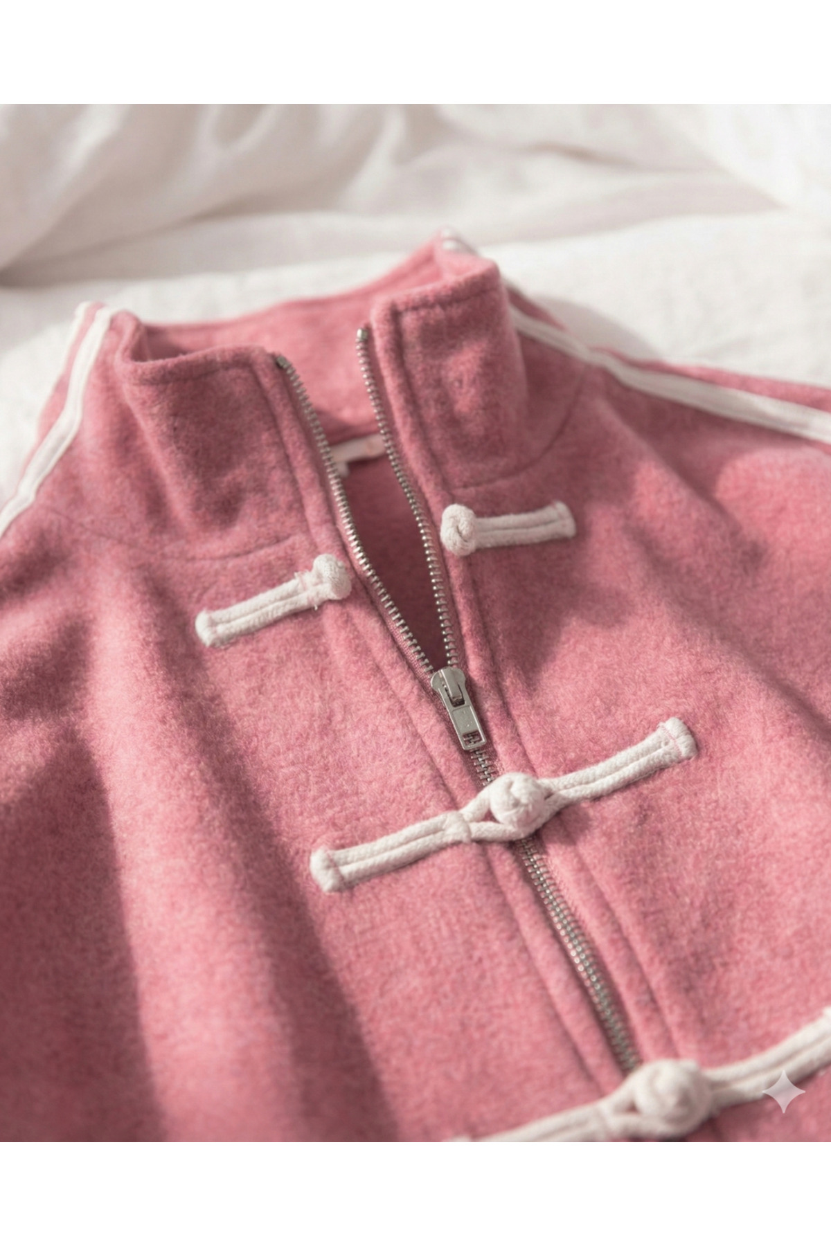 Touz Moda  Çift Çizgili Oversize China Unisex Ceket - Görsel 5