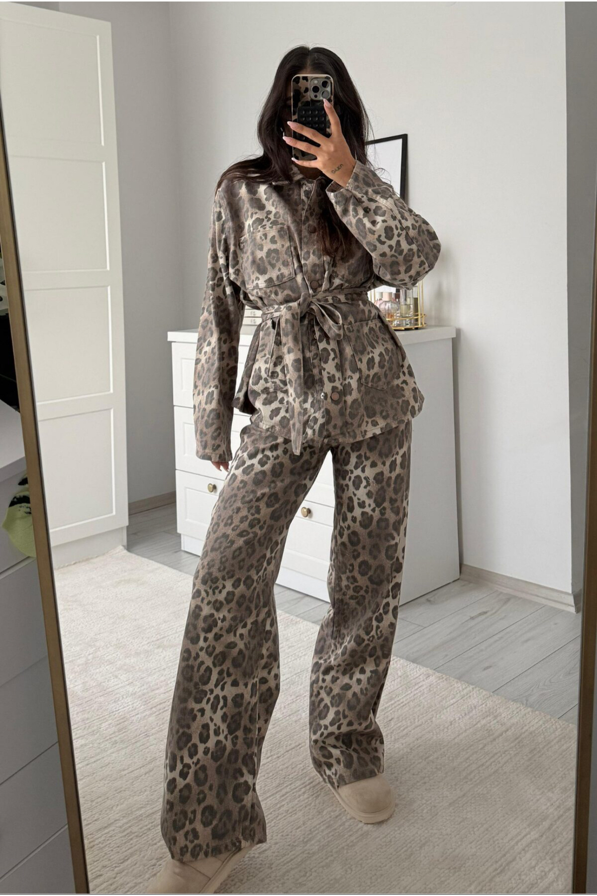 SHILSEE BEUTİQUE SET PANTALONI CU DETAIL DE LEGATURĂ imprimeu leopard PENTRU ...